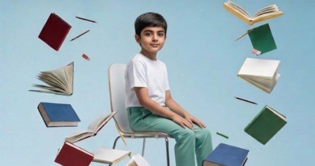 طالب في بيئة تعليمية محاطة بالكتب