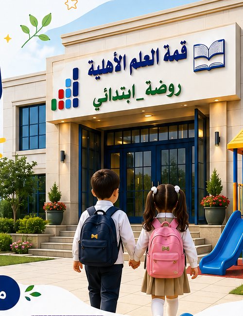 أطفال في طريقهم إلى مبنى الروضة